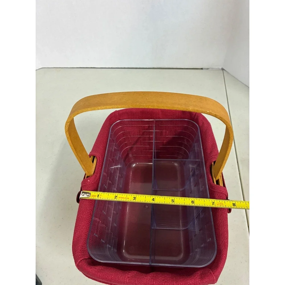 Longaberger 2009 Handmade‎ Basket with Burgundy Liner and Divided Protector USA